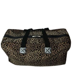Bebe Leopard Faux Suede Duffle Bag Large